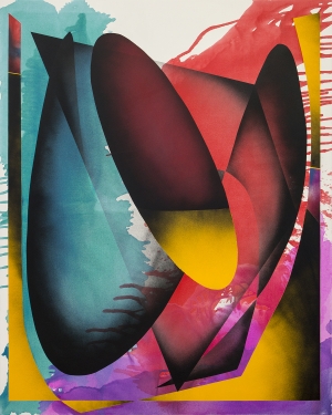 Cut into the Space, 2020, 200 x 160 cm, lacquer on canvas